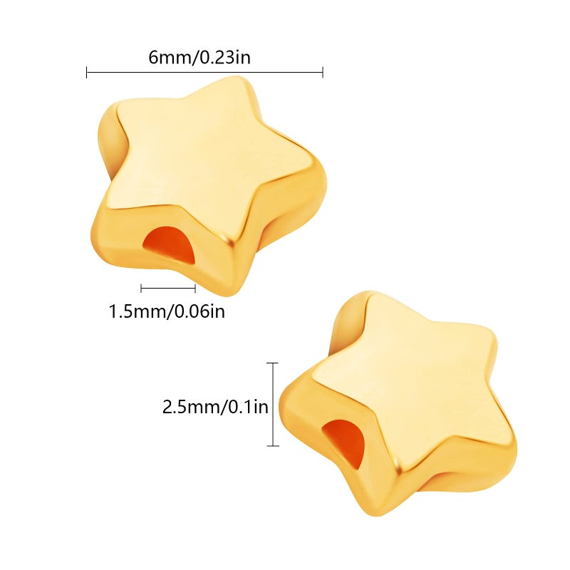 UHOMENY 200Pcs Star Spacer Beads  Star Shape Charm Loose Bead Small Hole Golden Alloy Metal Plated Bead for Jewelry Making Craft with Plastic Box - Image 2